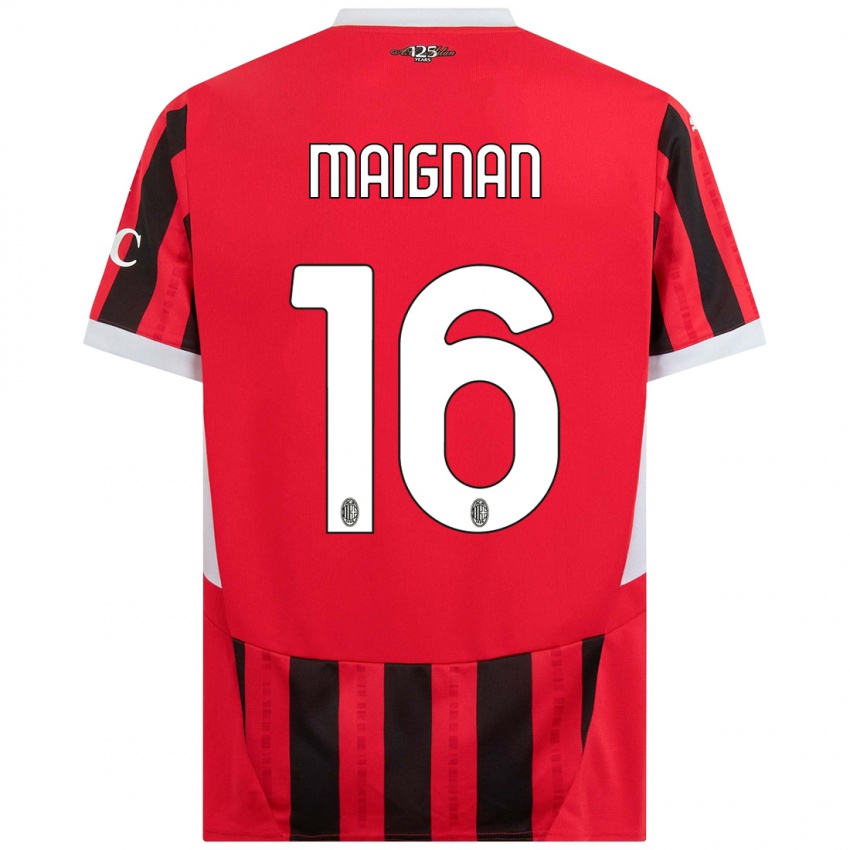 Heren Mike Maignan #16 Rood Zwart Thuisshirt Thuistenue 2024/25 T-Shirt