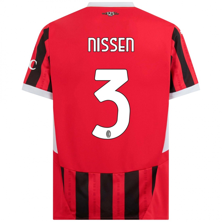 Heren Fredrik Nissen #3 Rood Zwart Thuisshirt Thuistenue 2024/25 T-Shirt