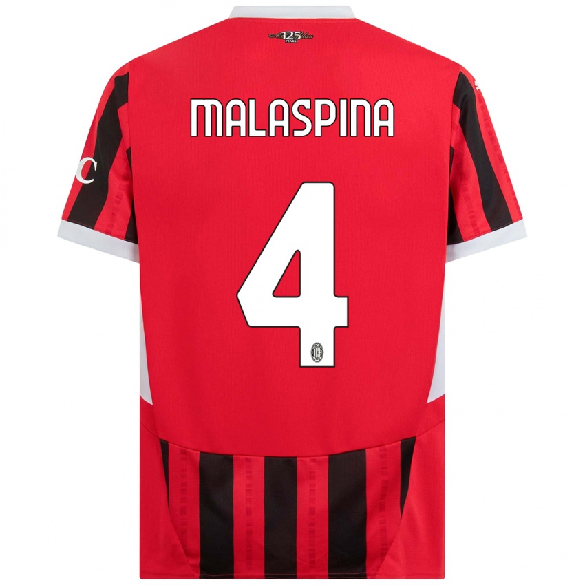 Heren Mattia Malaspina #4 Rood Zwart Thuisshirt Thuistenue 2024/25 T-Shirt