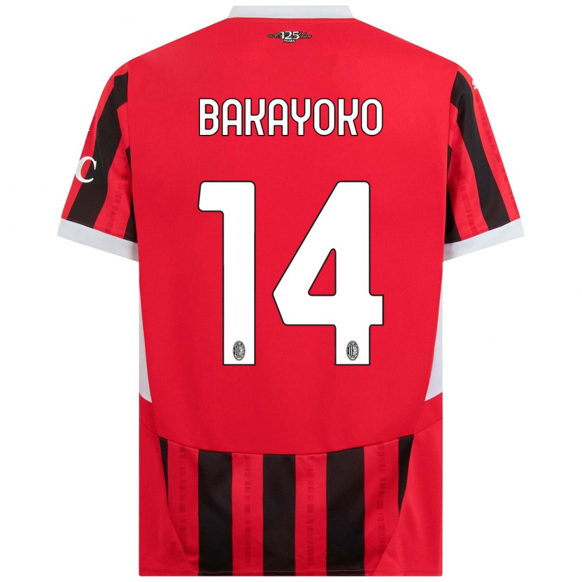 Heren Tiemoue Bakayoko #14 Rood Zwart Thuisshirt Thuistenue 2024/25 T-Shirt