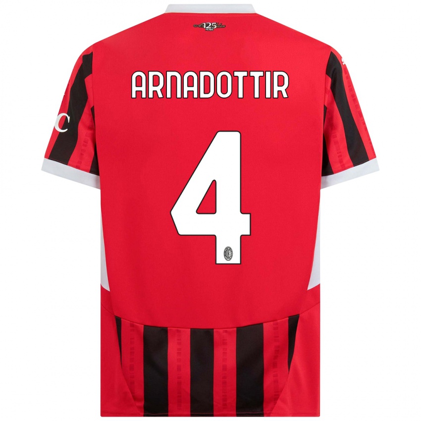 Heren Guony Arnadottir #4 Rood Zwart Thuisshirt Thuistenue 2024/25 T-Shirt