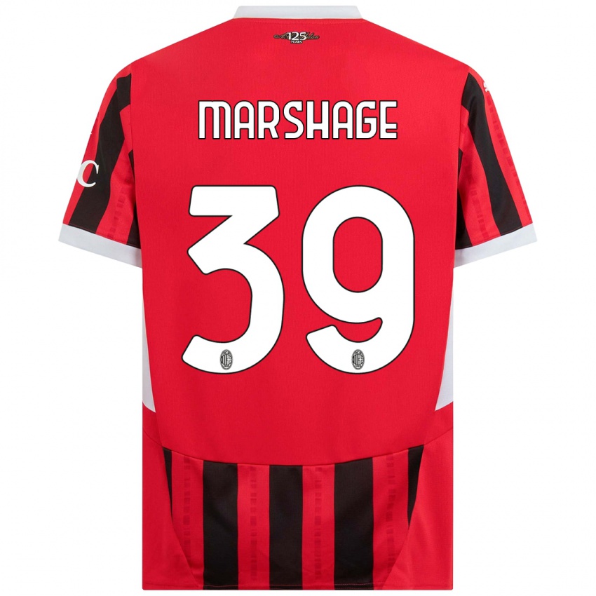 Heren Wilgot Marshage #39 Rood Zwart Thuisshirt Thuistenue 2024/25 T-Shirt