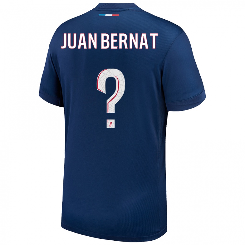 Heren Juan Bernat #0 Marineblauw Wit Thuisshirt Thuistenue 2024/25 T-Shirt