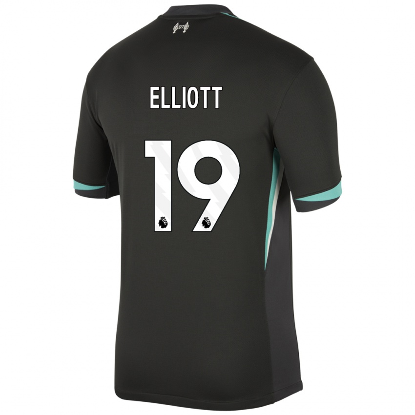 Heren Harvey Elliott #19 Zwart Antraciet Wit Uitshirt Uittenue 2024/25 T-Shirt