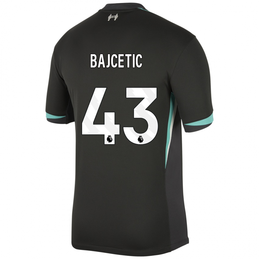 Heren Stefan Bajcetic #43 Zwart Antraciet Wit Uitshirt Uittenue 2024/25 T-Shirt