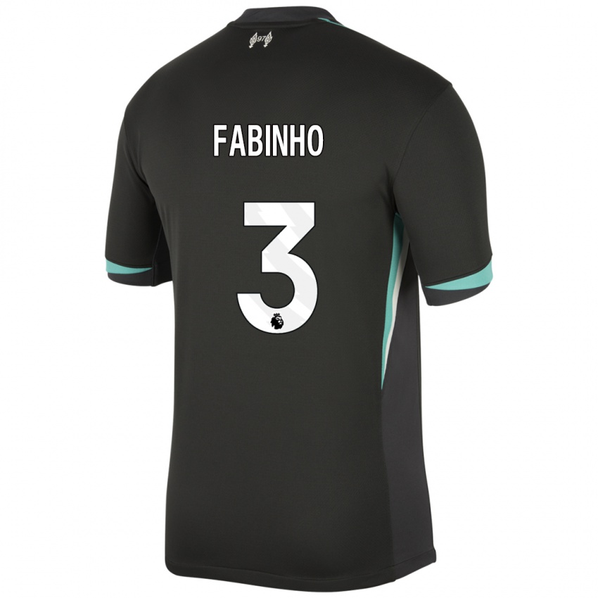 Heren Fabinho #3 Zwart Antraciet Wit Uitshirt Uittenue 2024/25 T-Shirt