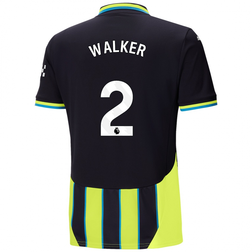 Heren Kyle Walker #2 Blauw Geel Uitshirt Uittenue 2024/25 T-Shirt