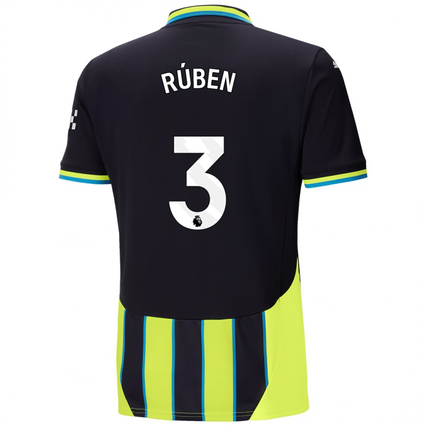 Heren Ruben Dias #3 Blauw Geel Uitshirt Uittenue 2024/25 T-Shirt