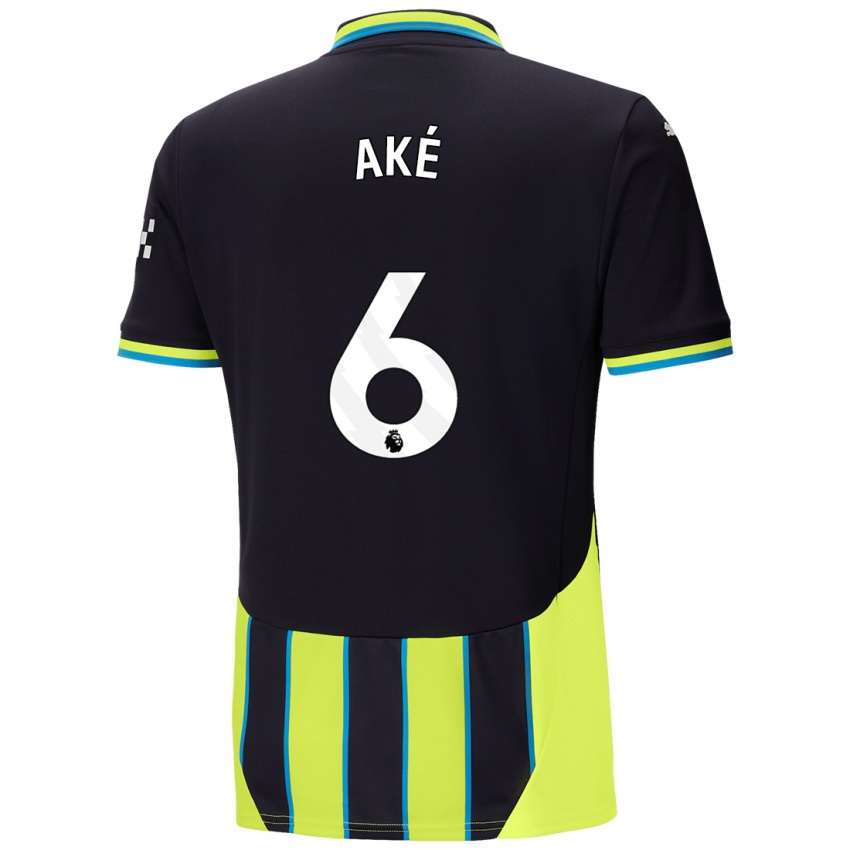 Heren Nathan Ake #6 Blauw Geel Uitshirt Uittenue 2024/25 T-Shirt