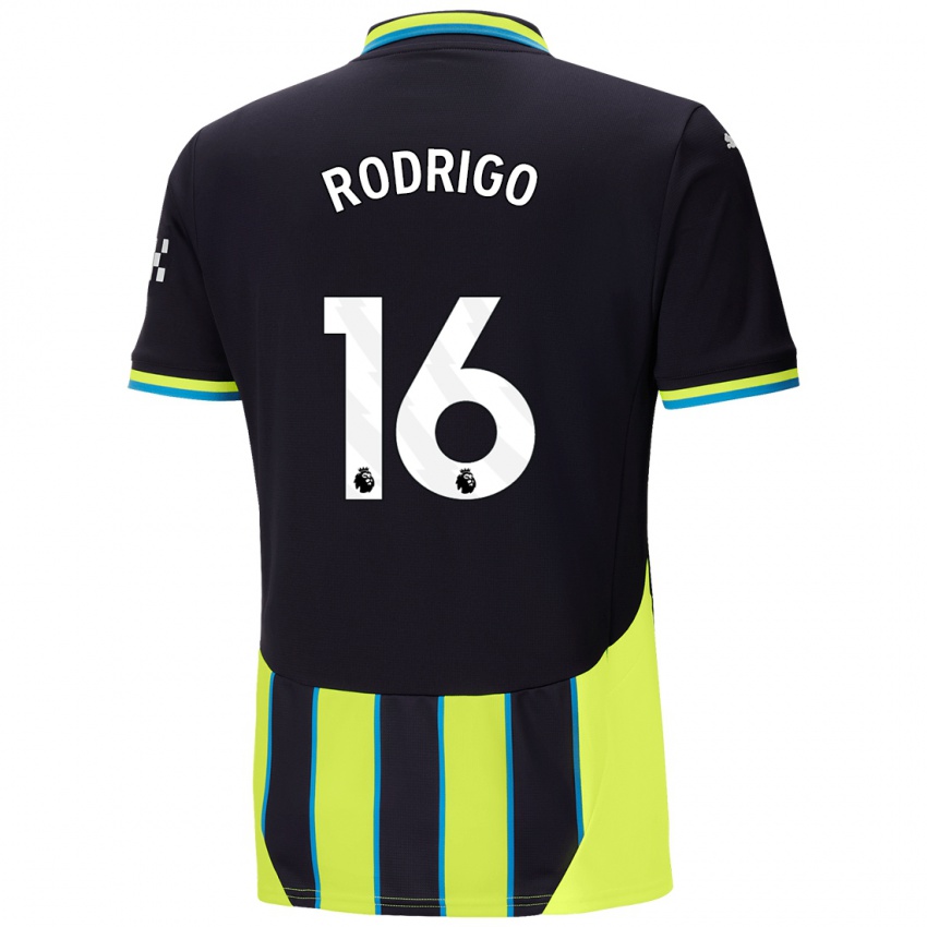 Heren Rodrigo Hernandez #16 Blauw Geel Uitshirt Uittenue 2024/25 T-Shirt