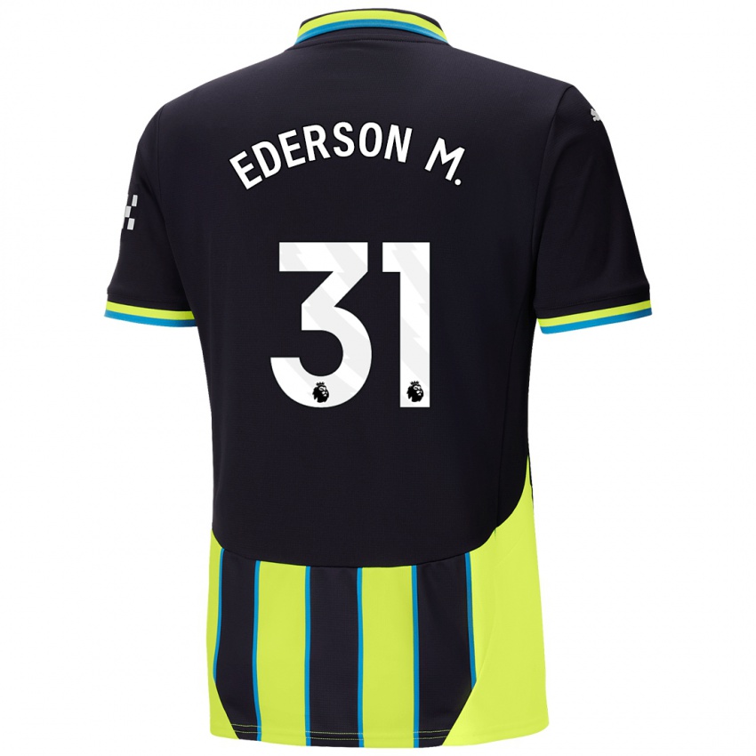 Heren Ederson Moraes #31 Blauw Geel Uitshirt Uittenue 2024/25 T-Shirt