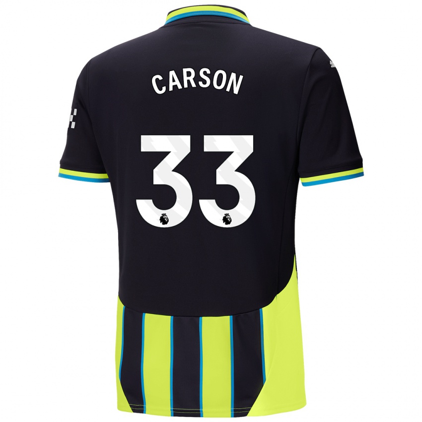 Heren Scott Carson #33 Blauw Geel Uitshirt Uittenue 2024/25 T-Shirt