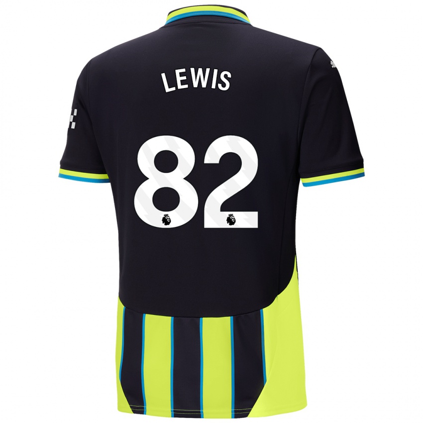 Heren Rico Lewis #82 Blauw Geel Uitshirt Uittenue 2024/25 T-Shirt