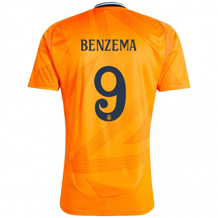 Heren Karim Benzema #9 Oranje Uitshirt Uittenue 2024/25 T-Shirt