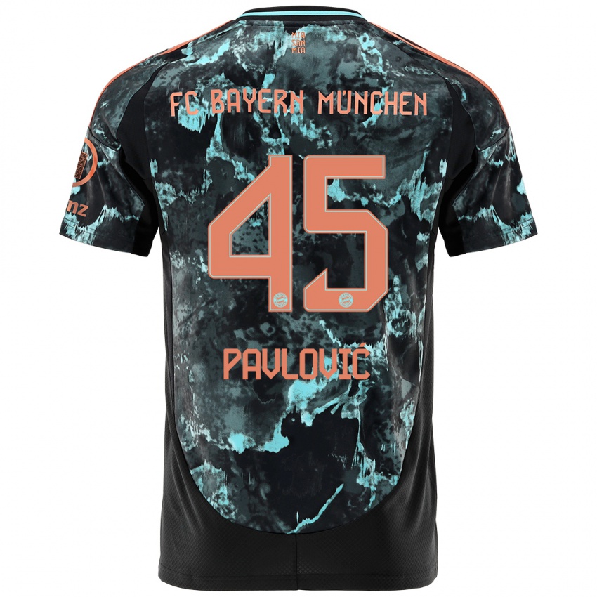 Heren Aleksandar Pavlovic #45 Zwart Uitshirt Uittenue 2024/25 T-Shirt