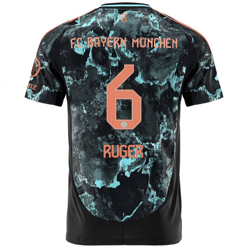 Heren Kurt Ruger #6 Zwart Uitshirt Uittenue 2024/25 T-Shirt