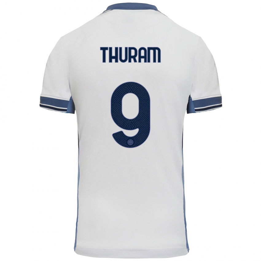 Heren Marcus Thuram #9 Wit Grijs Uitshirt Uittenue 2024/25 T-Shirt