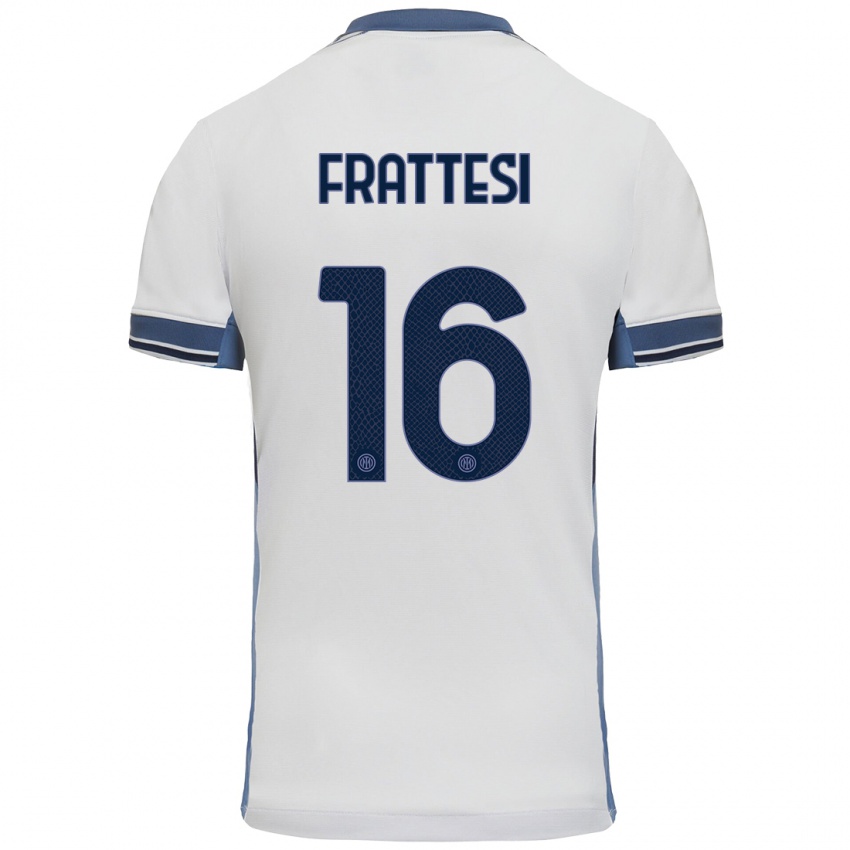 Heren Davide Frattesi #16 Wit Grijs Uitshirt Uittenue 2024/25 T-Shirt