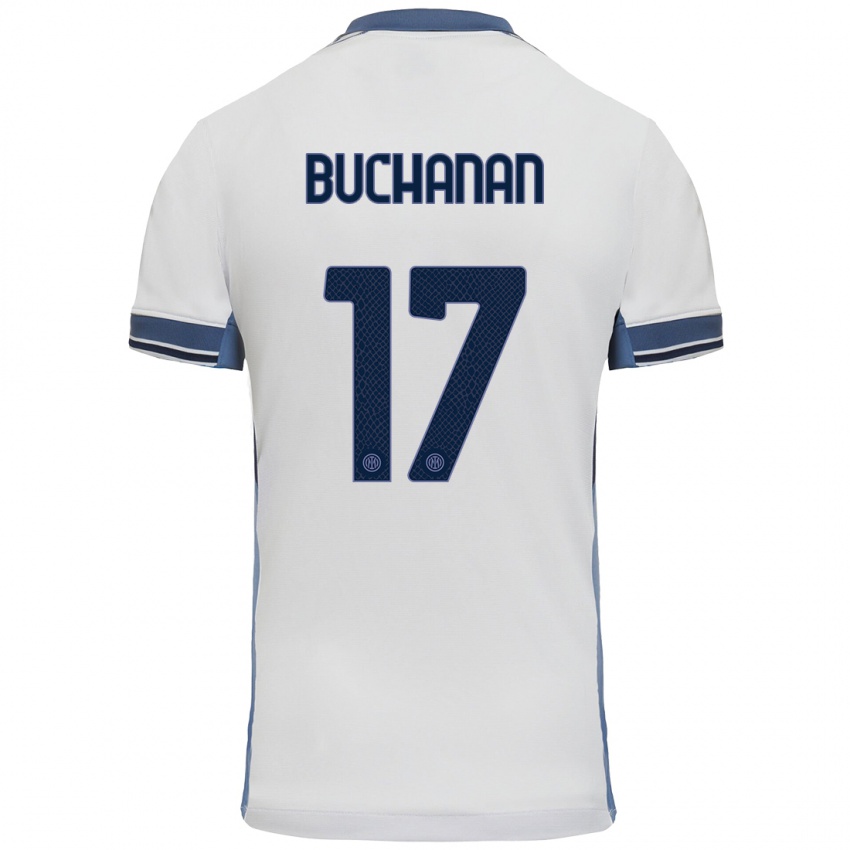 Heren Tajon Buchanan #17 Wit Grijs Uitshirt Uittenue 2024/25 T-Shirt