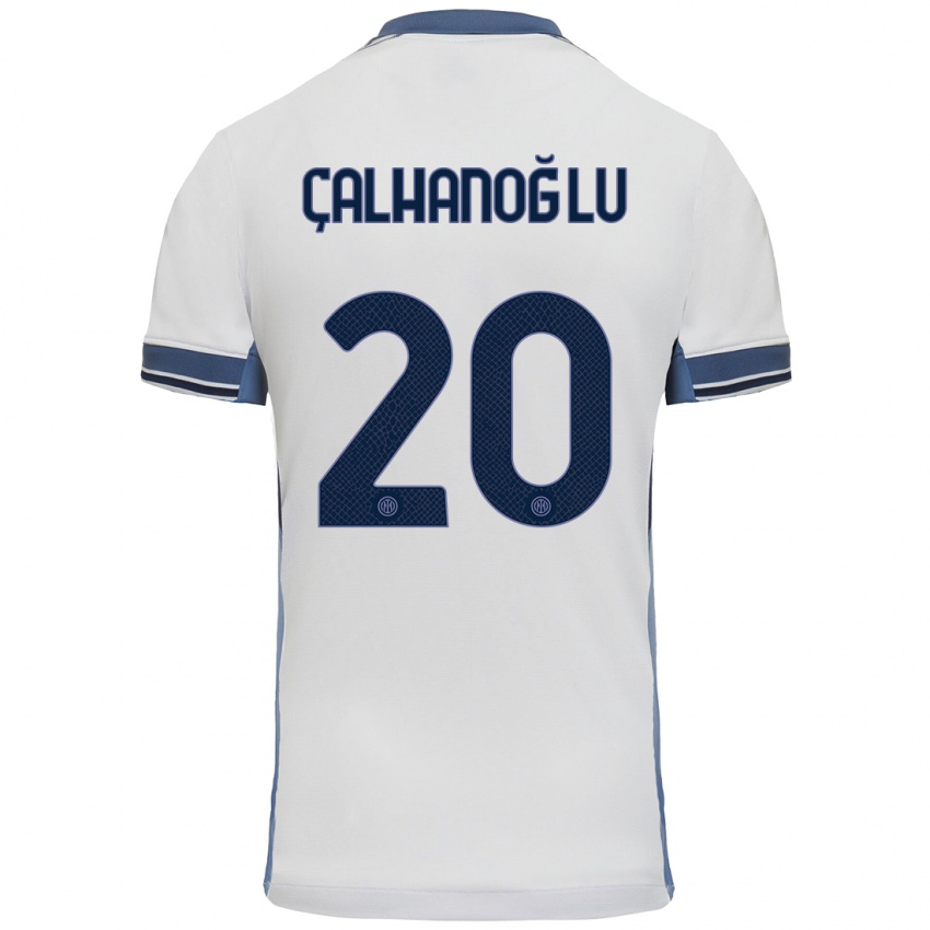 Heren Hakan Calhanoglu #20 Wit Grijs Uitshirt Uittenue 2024/25 T-Shirt