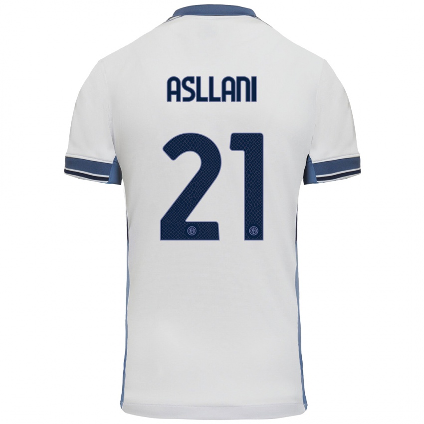 Heren Kristjan Asllani #21 Wit Grijs Uitshirt Uittenue 2024/25 T-Shirt