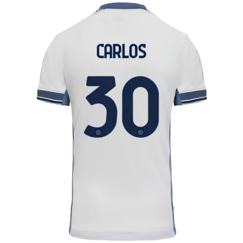 Heren Carlos Augusto #30 Wit Grijs Uitshirt Uittenue 2024/25 T-Shirt