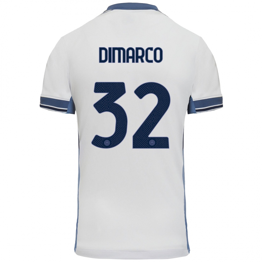 Heren Federico Dimarco #32 Wit Grijs Uitshirt Uittenue 2024/25 T-Shirt