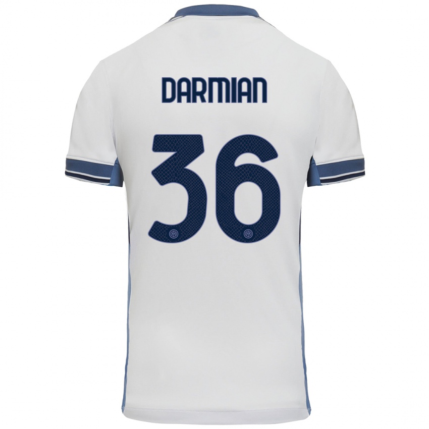 Heren Matteo Darmian #36 Wit Grijs Uitshirt Uittenue 2024/25 T-Shirt