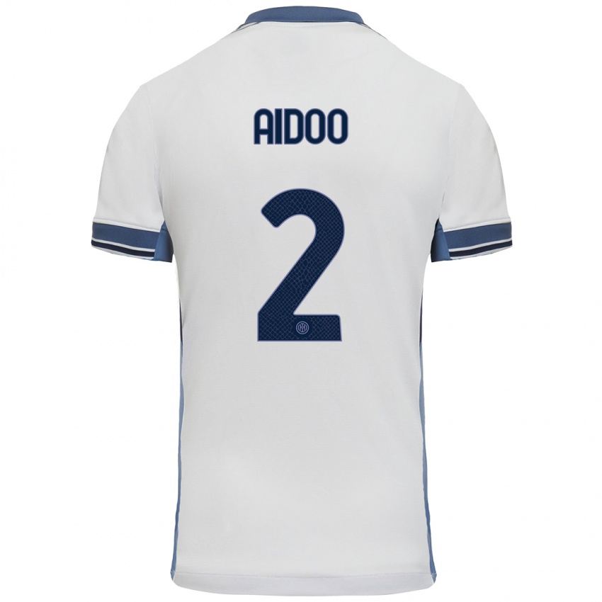 Heren Mike Aidoo #2 Wit Grijs Uitshirt Uittenue 2024/25 T-Shirt