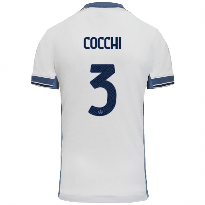 Heren Matteo Cocchi #3 Wit Grijs Uitshirt Uittenue 2024/25 T-Shirt