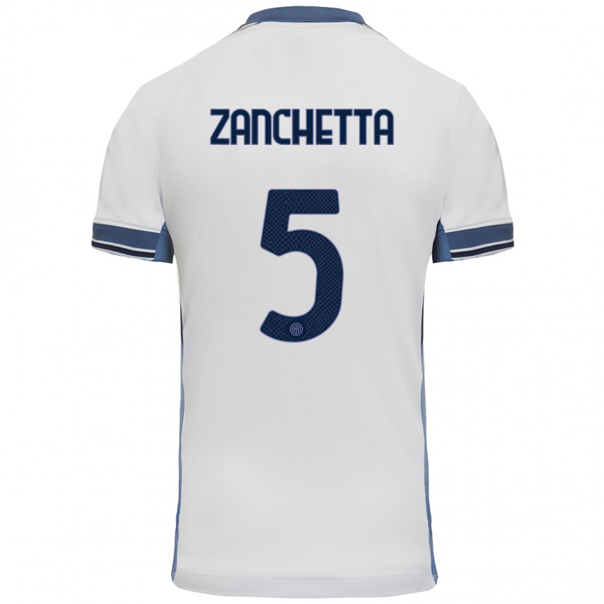 Heren Mattia Zanchetta #5 Wit Grijs Uitshirt Uittenue 2024/25 T-Shirt