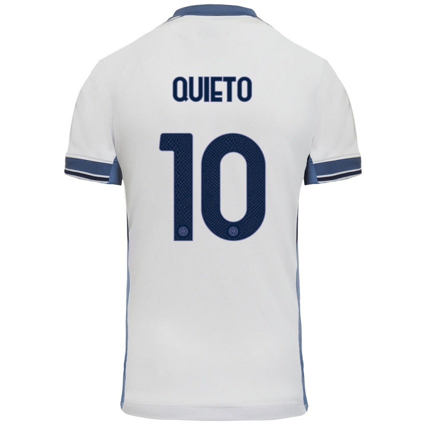 Heren Daniele Quieto #10 Wit Grijs Uitshirt Uittenue 2024/25 T-Shirt