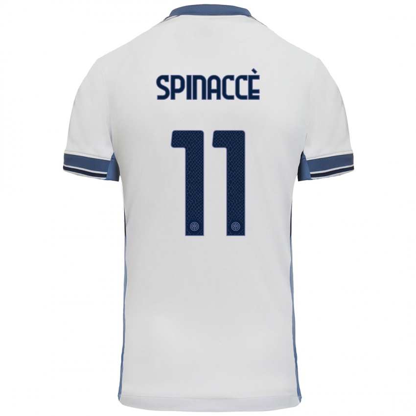 Heren Matteo Spinaccè #11 Wit Grijs Uitshirt Uittenue 2024/25 T-Shirt