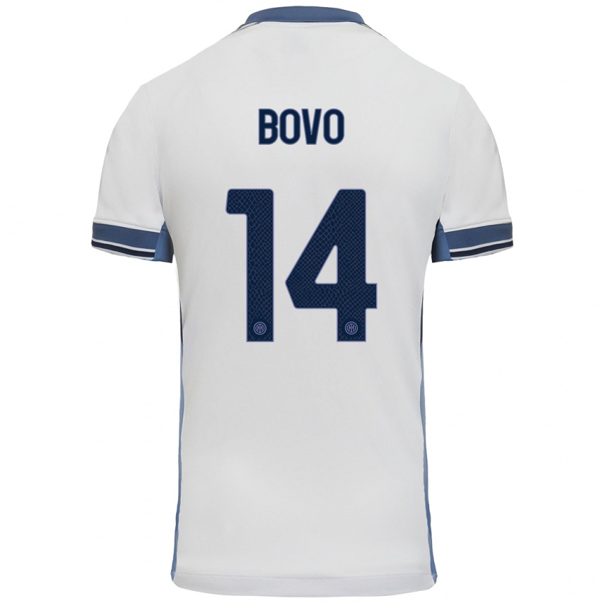 Heren Leonardo Bovo #14 Wit Grijs Uitshirt Uittenue 2024/25 T-Shirt