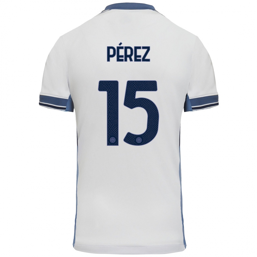 Heren Álex Pérez #15 Wit Grijs Uitshirt Uittenue 2024/25 T-Shirt