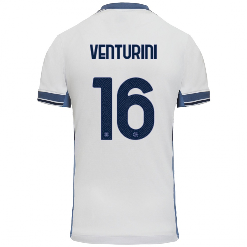 Heren Matteo Venturini #16 Wit Grijs Uitshirt Uittenue 2024/25 T-Shirt