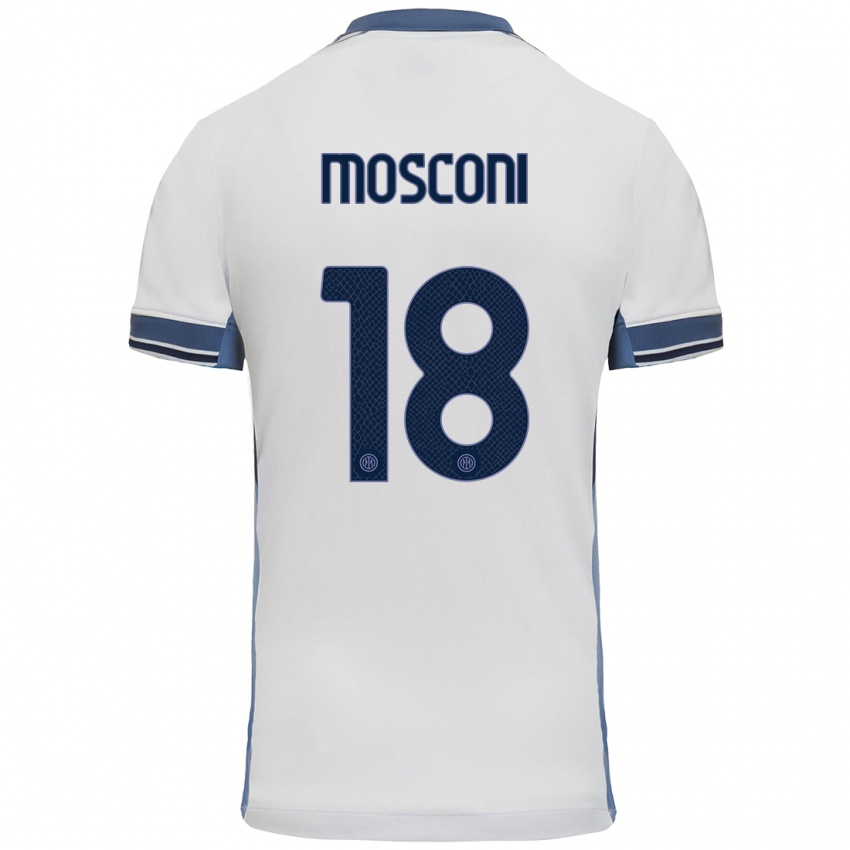 Heren Mattia Mosconi #18 Wit Grijs Uitshirt Uittenue 2024/25 T-Shirt