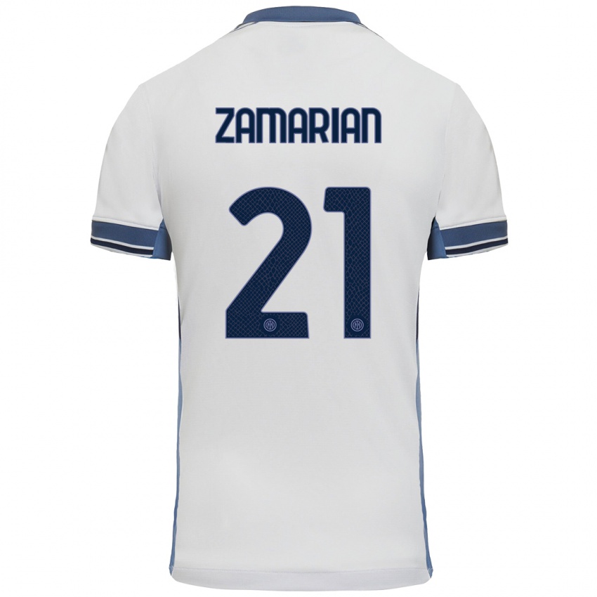 Heren Matteo Zamarian #21 Wit Grijs Uitshirt Uittenue 2024/25 T-Shirt