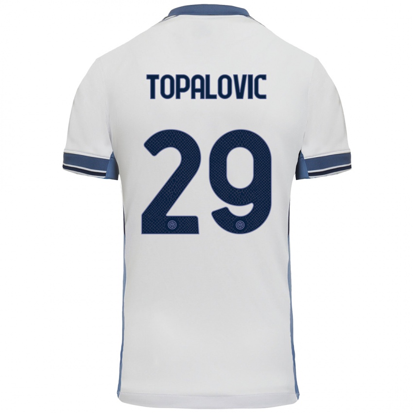 Heren Luka Topalovic #29 Wit Grijs Uitshirt Uittenue 2024/25 T-Shirt