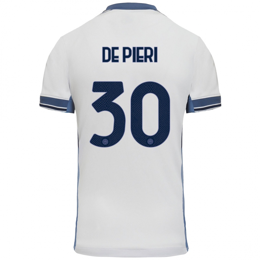 Heren Giacomo De Pieri #30 Wit Grijs Uitshirt Uittenue 2024/25 T-Shirt