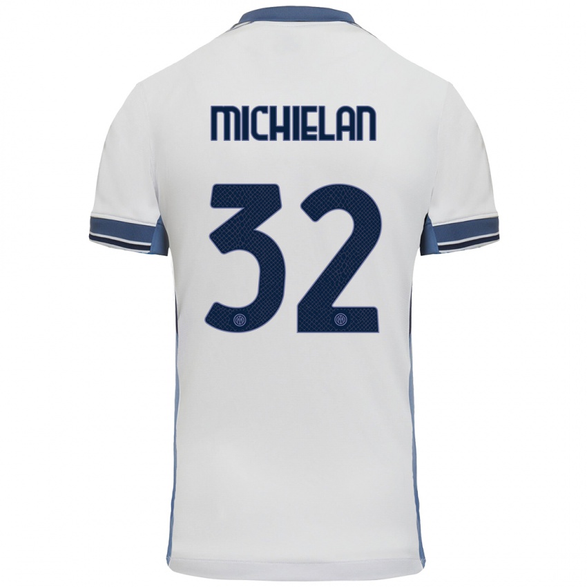 Heren Mattia Michielan #32 Wit Grijs Uitshirt Uittenue 2024/25 T-Shirt