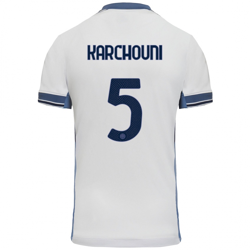 Heren Ghoutia Karchouni #5 Wit Grijs Uitshirt Uittenue 2024/25 T-Shirt