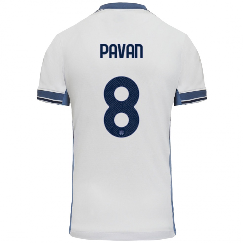 Heren Matilde Pavan #8 Wit Grijs Uitshirt Uittenue 2024/25 T-Shirt