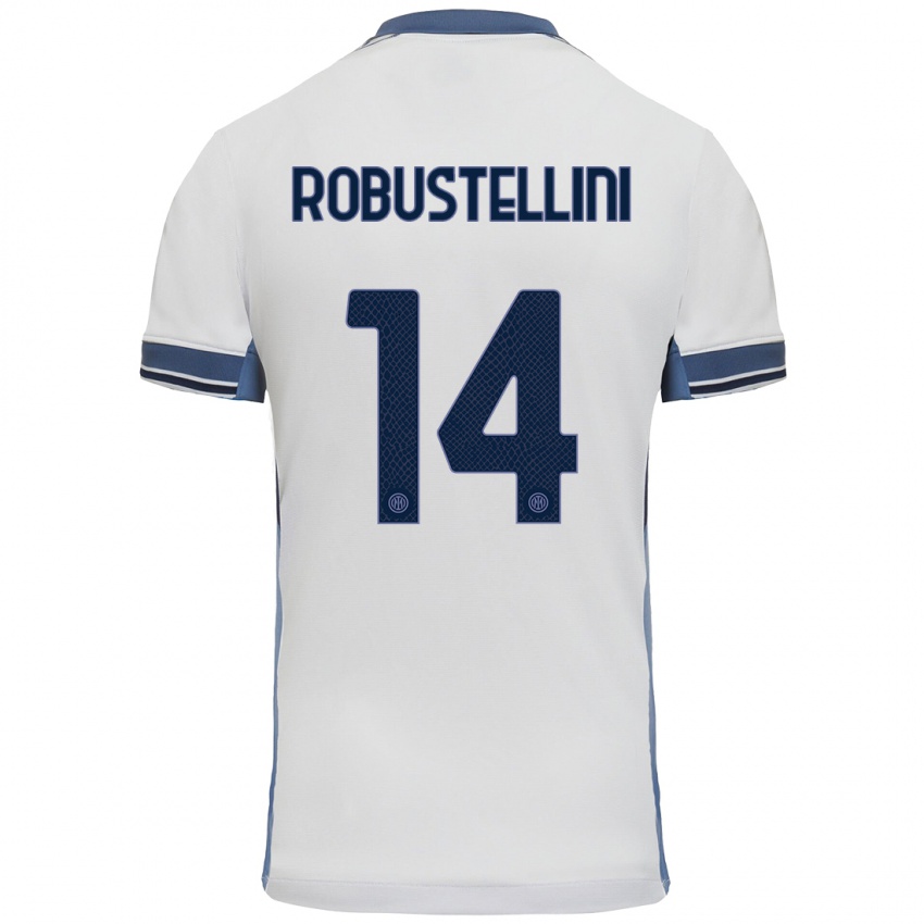 Heren Chiara Robustellini #14 Wit Grijs Uitshirt Uittenue 2024/25 T-Shirt