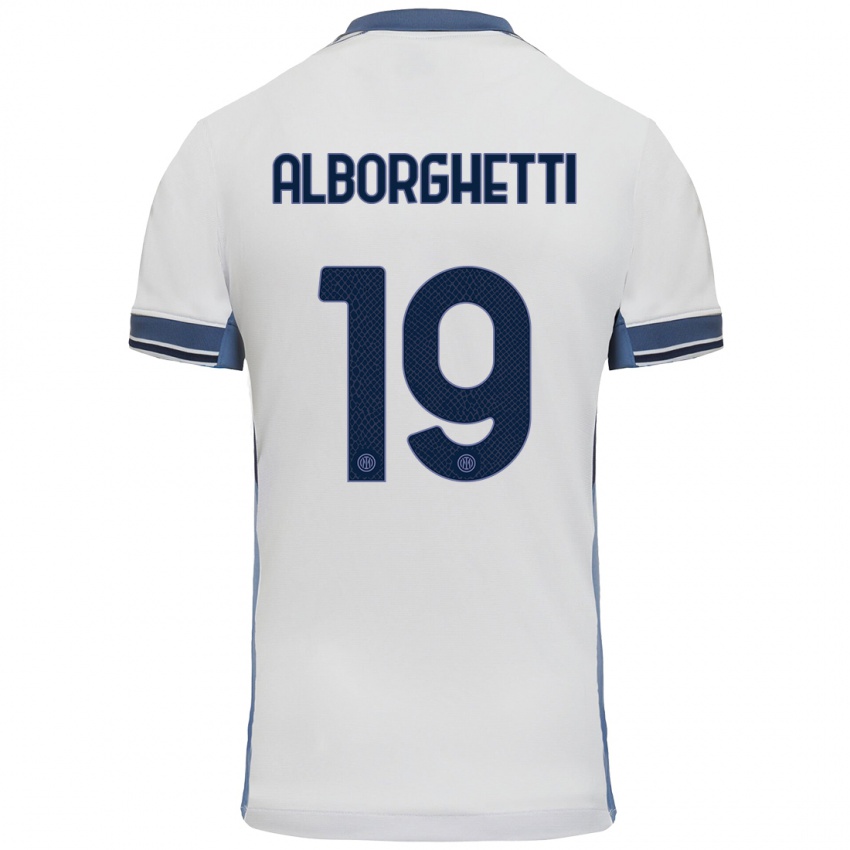 Heren Lisa Alborghetti #19 Wit Grijs Uitshirt Uittenue 2024/25 T-Shirt