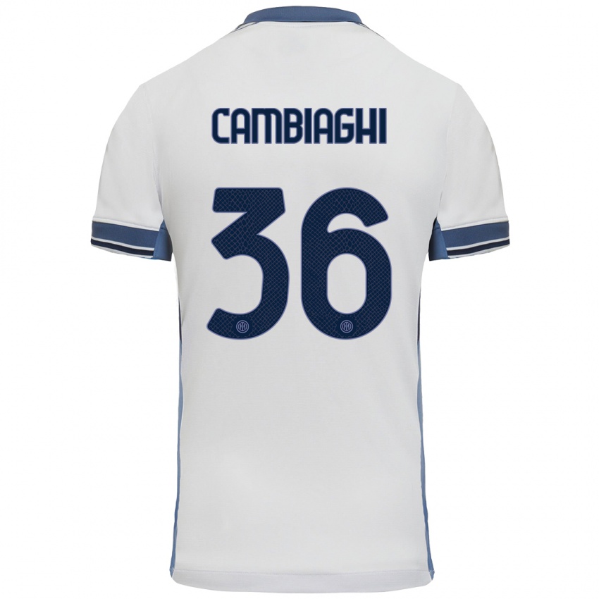 Heren Michela Cambiaghi #36 Wit Grijs Uitshirt Uittenue 2024/25 T-Shirt