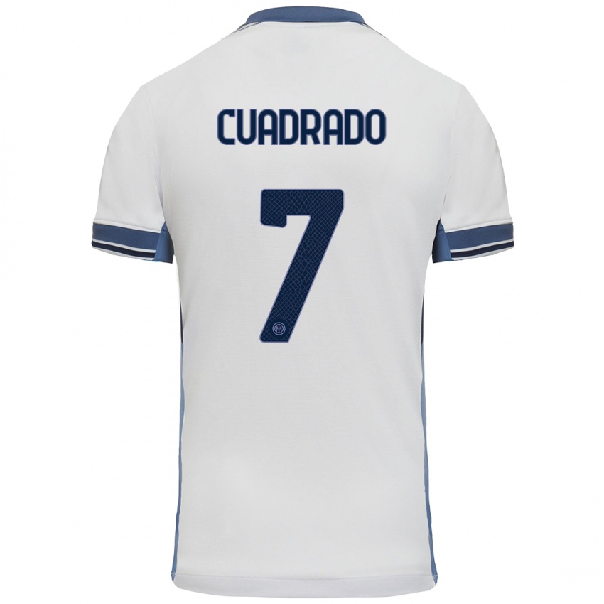 Heren Juan Cuadrado #7 Wit Grijs Uitshirt Uittenue 2024/25 T-Shirt