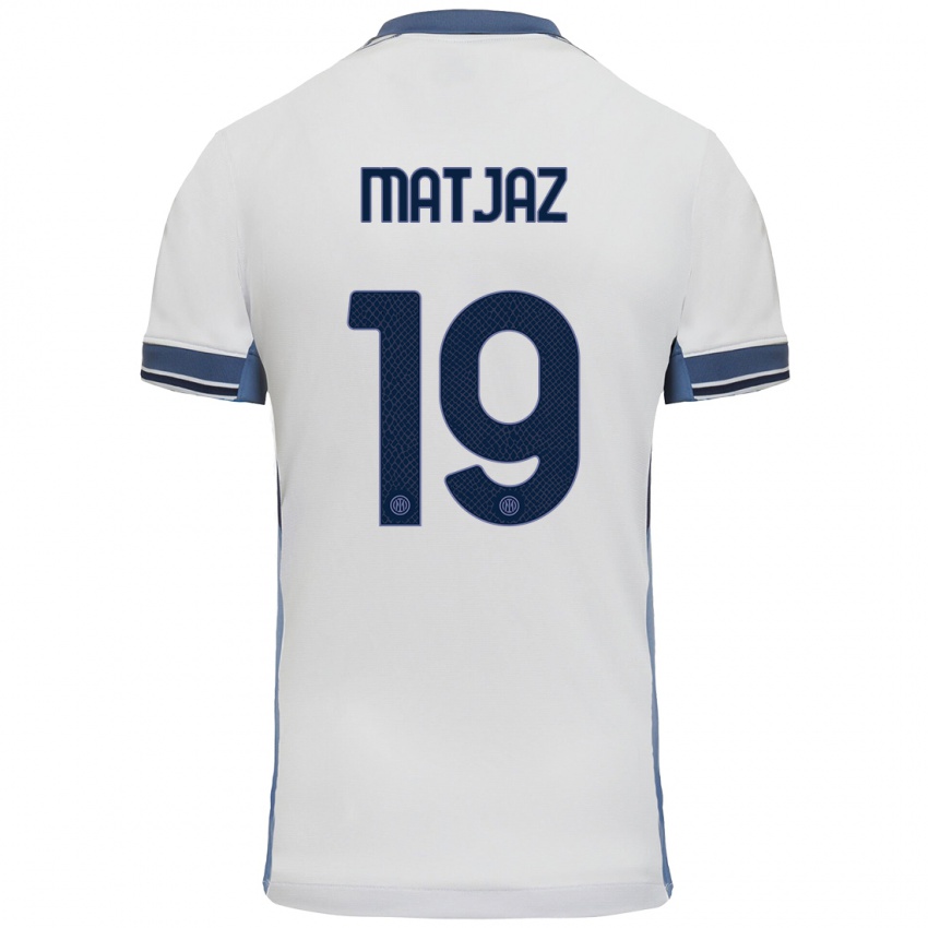 Heren Samo Matjaz #19 Wit Grijs Uitshirt Uittenue 2024/25 T-Shirt