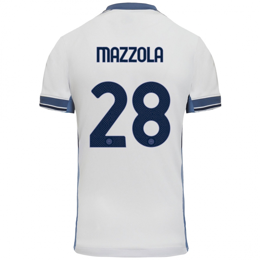 Heren Giuseppe Mazzola #28 Wit Grijs Uitshirt Uittenue 2024/25 T-Shirt