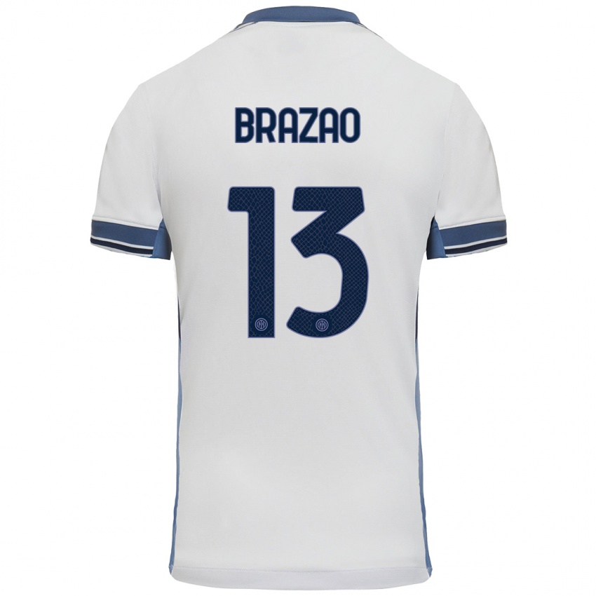 Heren Gabriel Brazao #13 Wit Grijs Uitshirt Uittenue 2024/25 T-Shirt